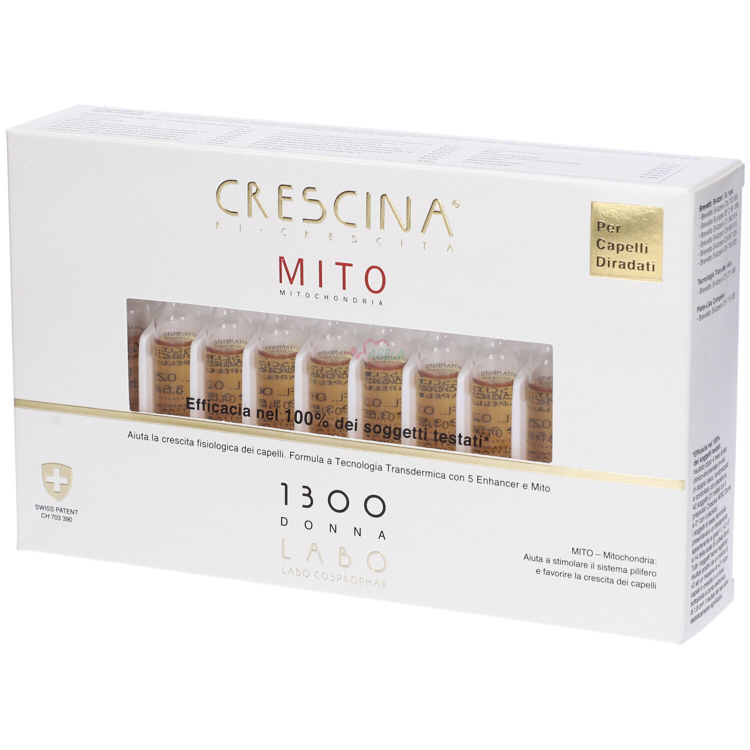 LABO CRESCINA Transdermic Ri Crescita MITO Trattamento 1300 Donna 20 Fiale